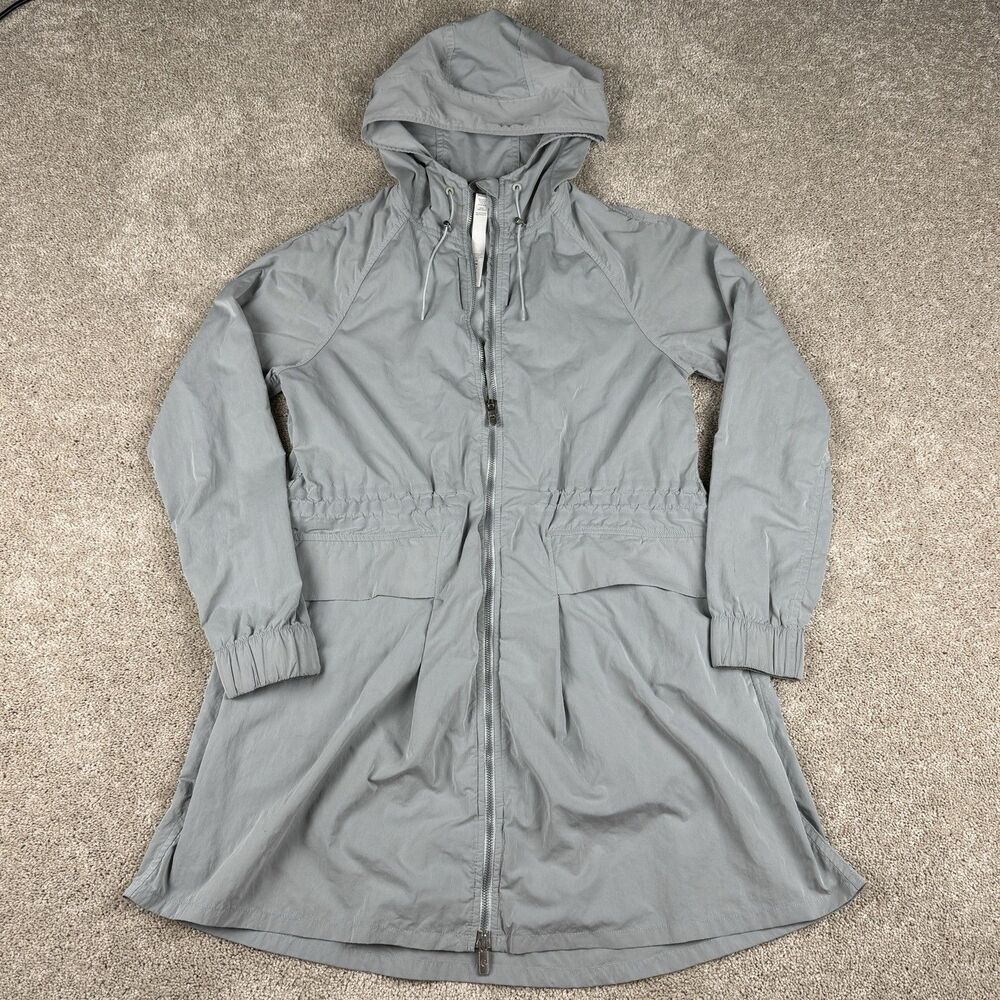Lululemon Pack & Glyde Jacket Silver Drop Gray Hooded FullZip Long Jacket Size 2